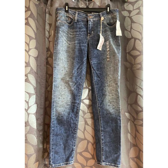Eckored Skinny Jean Graffiti Print Medium Wash Womens Size 13-14 (SKU: 6W) - Picture 1 of 12